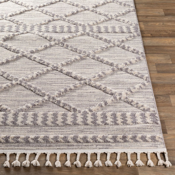 Livabliss Azilal Folk Geometric High Pile Polyester Accent Rug for Bohemian Eclectic Interiors Dark Blue, Gray 2' x 2'11" AZI2310-2211