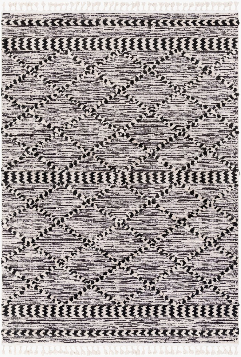 Livabliss Azilal Moroccan High Pile Area Rug with Fringe Polyester Bohemian Living Room Accent AZI2311-5373