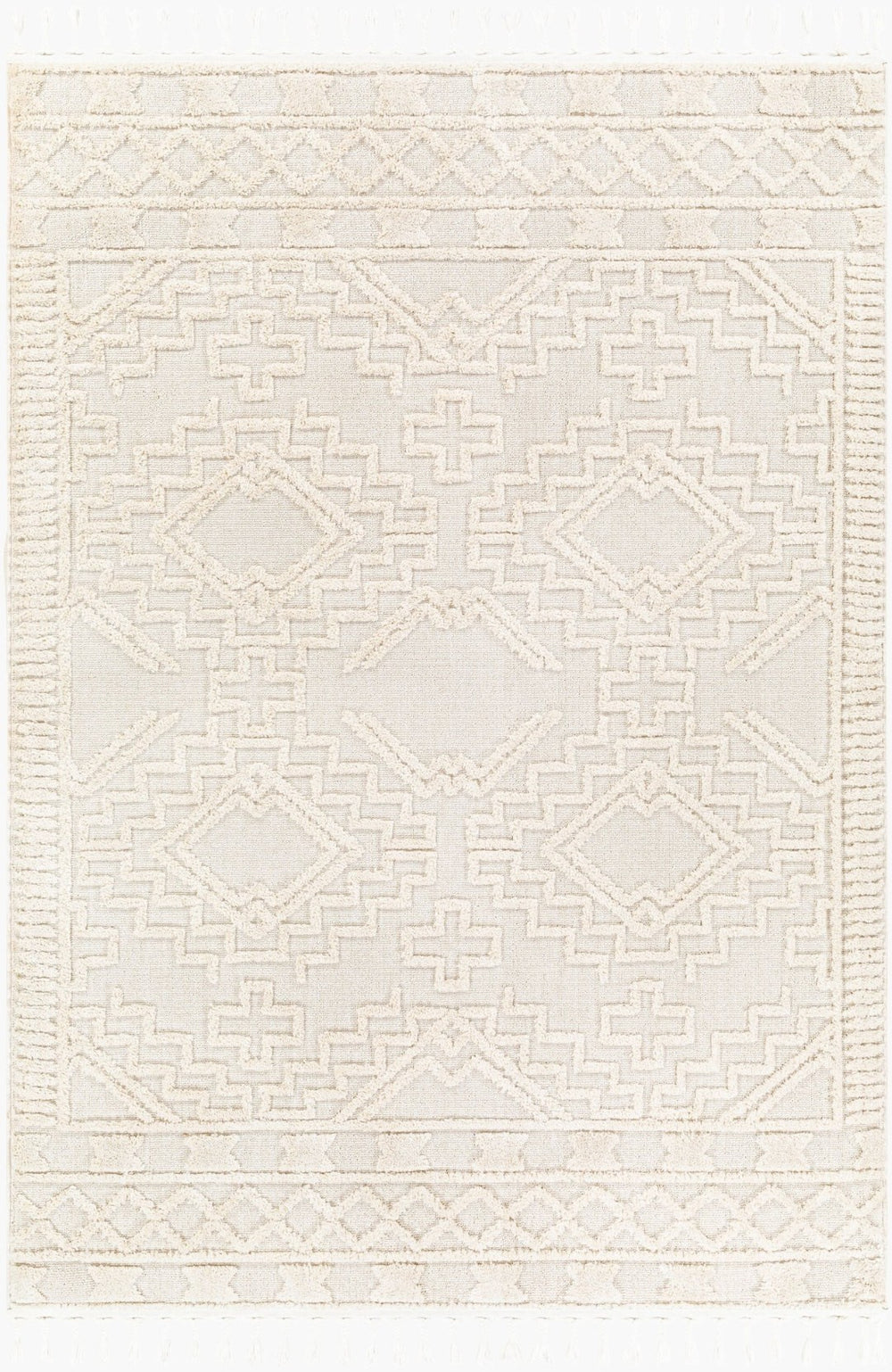 Livabliss Azilal Bohemian Global High Pile Polyester Area Rug with Fringe for Living Room AZI2312-9212