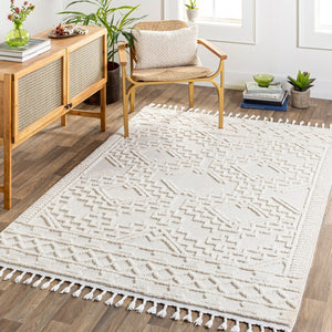 Livabliss Azilal Bohemian Global High Pile Polyester Area Rug with Fringe for Living Room AZI2312-9212