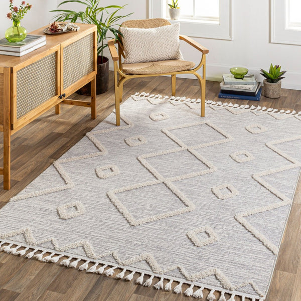Livabliss Azilal Bohemian Fringe Area Rug with High Low Pile Texture for Large Living Rooms AZI2314-9212