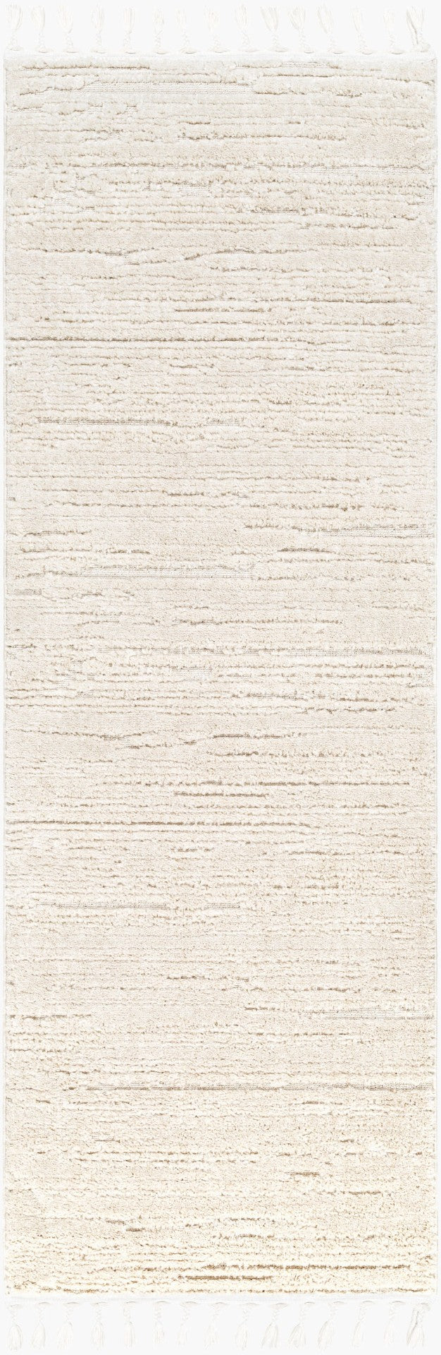 Livabliss Azilal Bohemian Global Runner Rug Soft Polyester High Pile Fringe Hallway Accent Ivory 2'7" x 7'3" AZI2315-2773