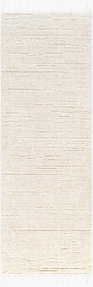 Livabliss Azilal Bohemian Global Runner Rug Soft Polyester High Pile Fringe Hallway Accent Ivory 2'7" x 7'3" AZI2315-2773
