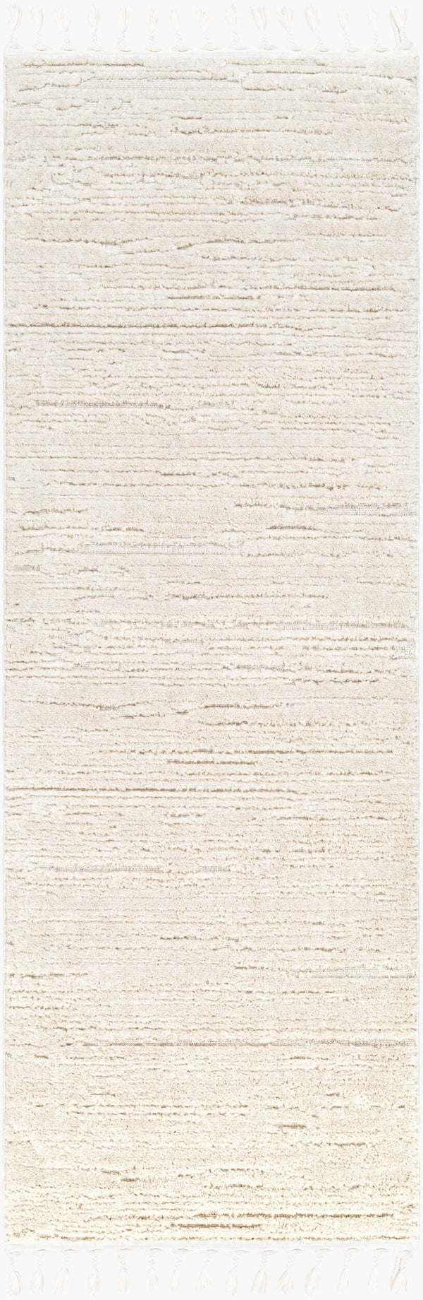 Livabliss Azilal Bohemian Global Runner Rug Soft Polyester High Pile Fringe Hallway Accent Ivory 2'7" x 7'3" AZI2315-2773