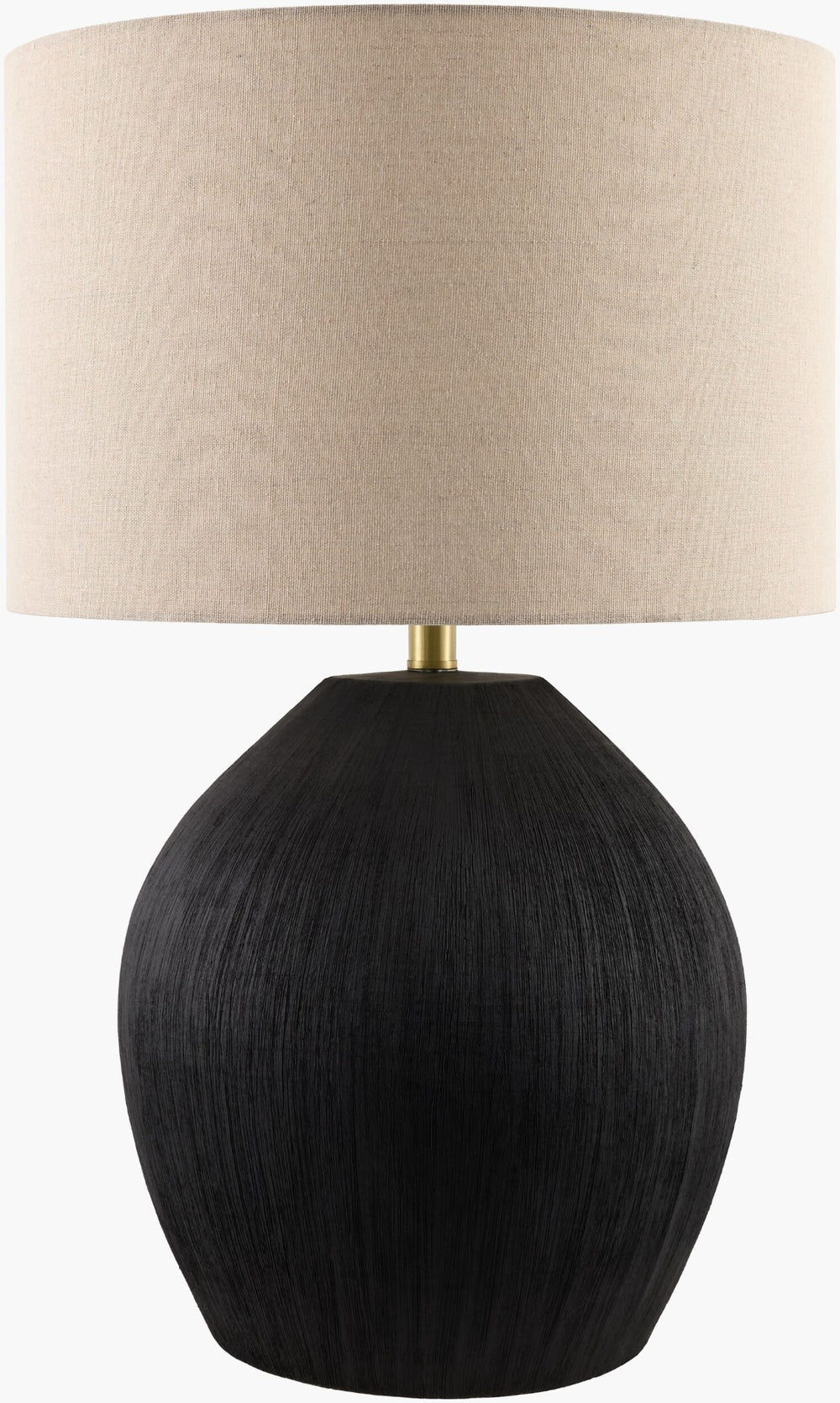 Surya Azina Cylindrical Drum Shade Table Lamp with Metal Base for Bedroom or Living Room AZINA-001