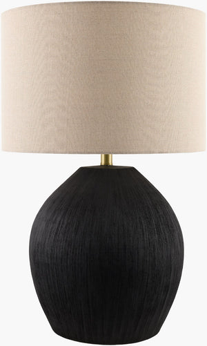Surya Azina Cylindrical Drum Shade Table Lamp with Metal Base for Bedroom or Living Room AZINA-001