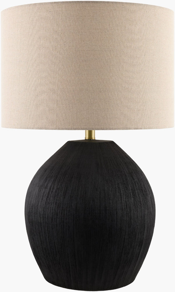 Surya Azina Cylindrical Drum Shade Table Lamp with Metal Base for Bedroom or Living Room AZINA-001