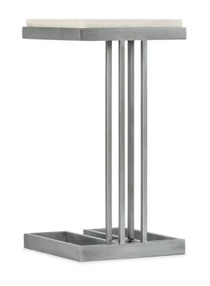 Hooker Furniture Melange C-Shape Drink Table With Tumbled White Onyx Top & Pewter Base — Compact, Stylish Accent 5934-50001-00