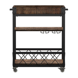 Homelegance By Top-Line Rafferty Rustic Serving Cart Black Wood