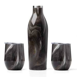 Lenox Cambridge Black Geode 3-Piece Wine Growler & Tumbler Set NO COLOR METAL EPBKGDCB2DS