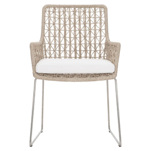 Bernhardt Bernhardt Coastal Woven Outdoor Side Chair With Cushioned Seat, Stainless Frame, Breathable Abaca Support Hazelnut 23"W x 23.75"D x 36"H K1951