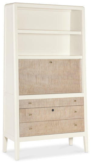 Hooker Furniture Hera Almond White & Figured Maple Hub With Drop-Front Desk, Jewelry Tray, Locking Drawer, Cord Cutout 6052-10309-80