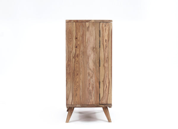 Porter Designs Porter Fusion Solid Sheesham Wood Bar Cabinet – Unique Mid Century Design For Stylish Home Storage Light Brown Wood 07-117-30-6734n