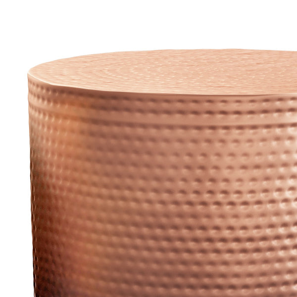 English Elm Nova Hammered Metal Side Table Copper Ombre — Compact Sculptural Accent Table with Protective Finish and Floor Pads Bronze B136P159005