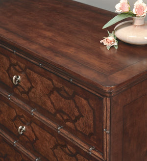 Hooker Furniture Charleston Maraschino Cherry Three-Drawer Nightstand With Walnut Inlay, Usb Charging & Self-Closing Drawers 6750-90116-85