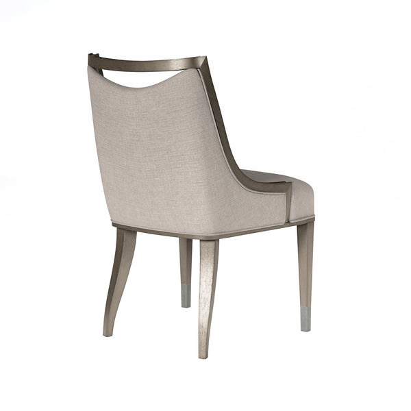 A.R.T. Furniture Cove Side Chair - Elegant Transitional Glam Design With Mica Finish, Upholstered In Mushroom Fabric Grey Rubberwood Solids,Foam,Fabric,Metal 349206-2743