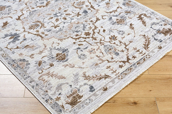 Livabliss Azhar Machine Woven Polyester Area Rug with Fringe for Living Room Traditional Style Ivory, Taupe 7'10" x 10' AZR2301-71010