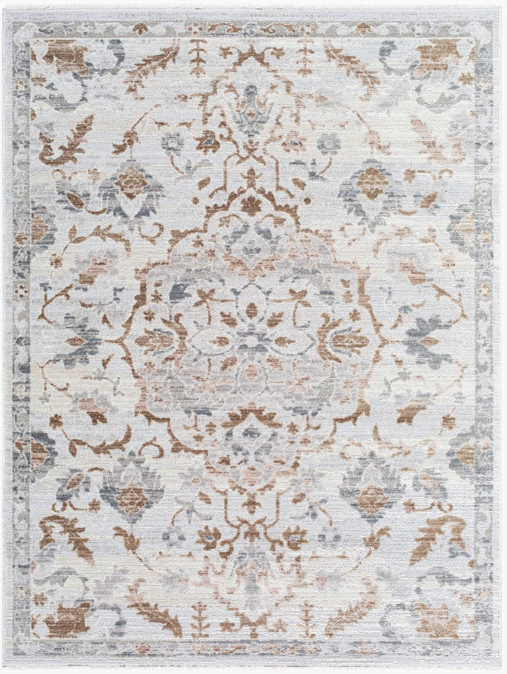 Livabliss Azhar Machine Woven Polyester Area Rug with Fringe for Living Room Traditional Style Ivory, Taupe 7'10" x 10' AZR2301-71010