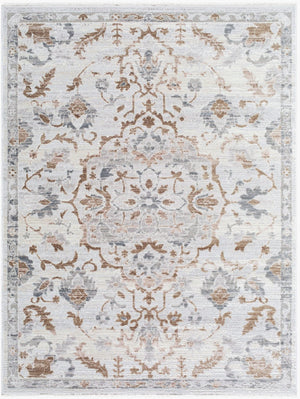 Livabliss Azhar Machine Woven Polyester Area Rug with Fringe for Living Room Traditional Style Ivory, Taupe 7'10" x 10' AZR2301-71010