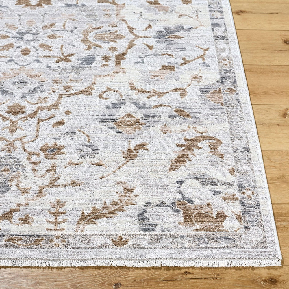 Livabliss Azhar Machine Woven Polyester Area Rug with Fringe for Living Room Traditional Style Ivory, Taupe 7'10" x 10' AZR2301-71010