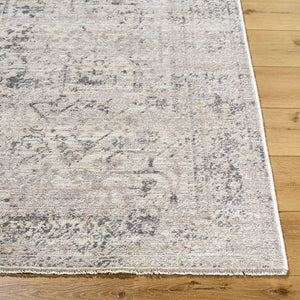 Livabliss Azhar Traditional Egyptian Woven Polyester Area Rug with Fringe for Living Room Pewter, Dove Gr 5'3" x 7' AZR2302-537