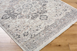 Livabliss Azhar Machine Woven Polyester Area Rug with Fringe Detail for High Traffic Rooms Ivory, Taupe 5'3" x 7' AZR2303-537