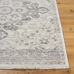 Livabliss Azhar Machine Woven Polyester Area Rug with Fringe Detail for High Traffic Rooms Ivory, Taupe 5'3" x 7' AZR2303-537