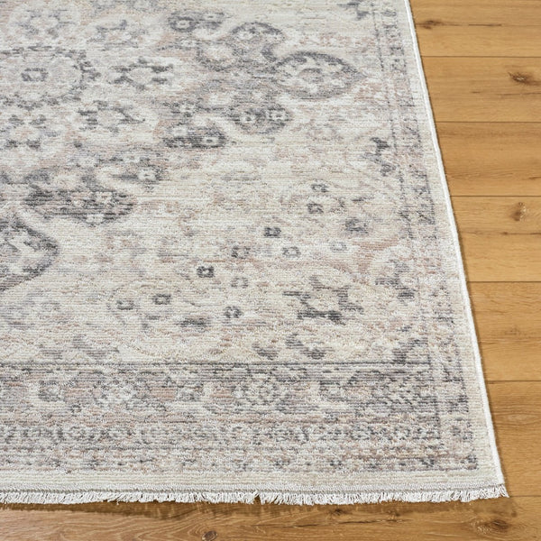 Livabliss Azhar Machine Woven Polyester Area Rug with Fringe Detail for High Traffic Rooms Ivory, Taupe 5'3" x 7' AZR2303-537