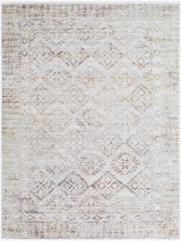 Livabliss Azhar Traditional Fringe Area Rug Egypt Woven Polyester Soft Pile Living Room Ivory, Sandston 5'3" x 7' AZR2304-537