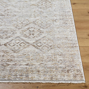 Livabliss Azhar Traditional Fringe Area Rug Egypt Woven Polyester Soft Pile Living Room Ivory, Sandston 5'3" x 7' AZR2304-537