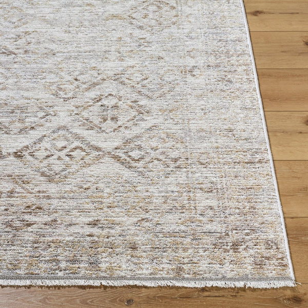 Livabliss Azhar Traditional Fringe Area Rug Egypt Woven Polyester Soft Pile Living Room Ivory, Sandston 5'3" x 7' AZR2304-537