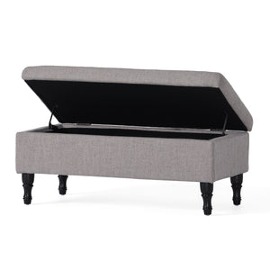 English Elm Christopher Knight Home® - Storage Ottoman Bench with Tufted Plush Top, Hidden Compartment, Dark Wood Legs, 41.5" x20" x12" Grey 54744.00MGY