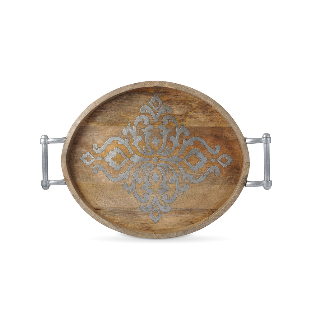 Heritage Inlay Wood Oval Tray with Handles, 20" EAW92843 Park Hill