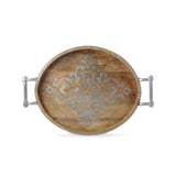 Park Hill Heritage Inlay Wood Oval Tray with Handles EAW92844