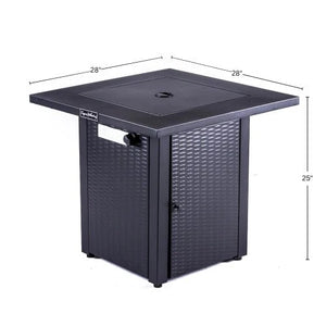 Origins Azure Square Steel Propane Fire Pit Outdoor Coffee Table with 50000 Btu Burner FP-28SQM