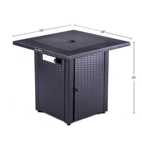 Origins Azure Square Steel Propane Fire Pit Outdoor Coffee Table with 50000 Btu Burner FP-28SQM
