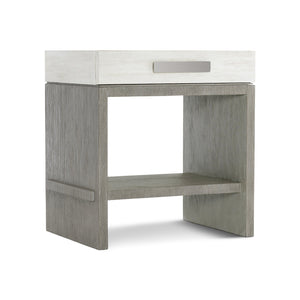 Bernhardt Bernhardt Cerused Acacia Nightstand With Soft-Closing Drawer, Usb Charging And Open Shelf Light Shale 28"W x 20"D x 29.13"H 306217