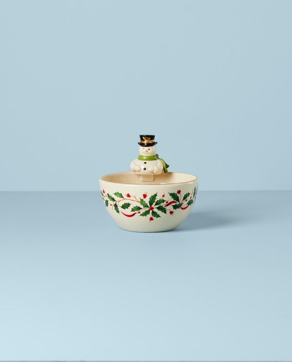 Lenox Holiday Snowman Bowl Red & Green, IVORY PORCELAIN 893504