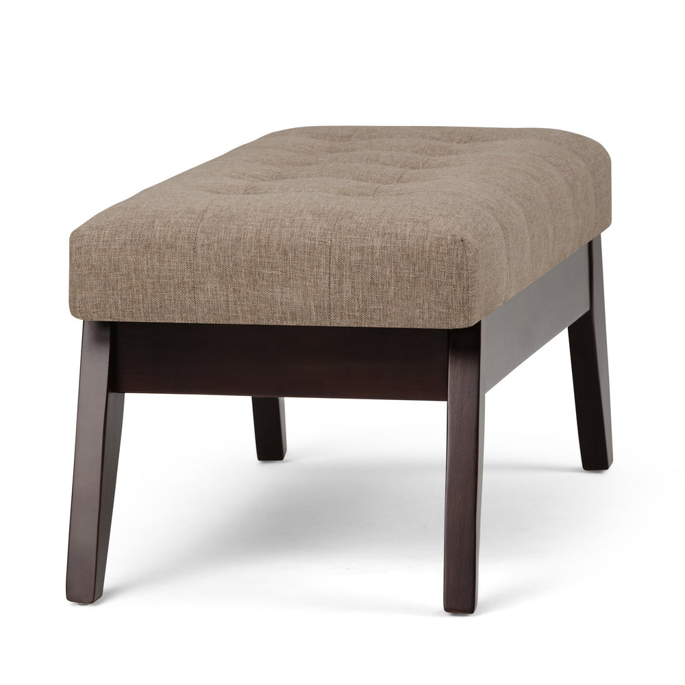 English Elm Draper Mid Century Tufted Ottoman Bench - Versatile Fawn Brown Seating For Living Room & Entryway B136P158189