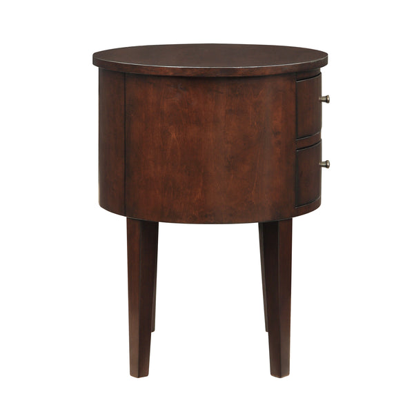 Homelegance By Top-Line Tallon 2-Drawer Oval Wood Accent Table Espresso Wood
