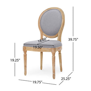 English Elm Kd French Country Rubberwood Dining Chairs Fluted Legs Padded Seat Set of 2 60352.00LGY