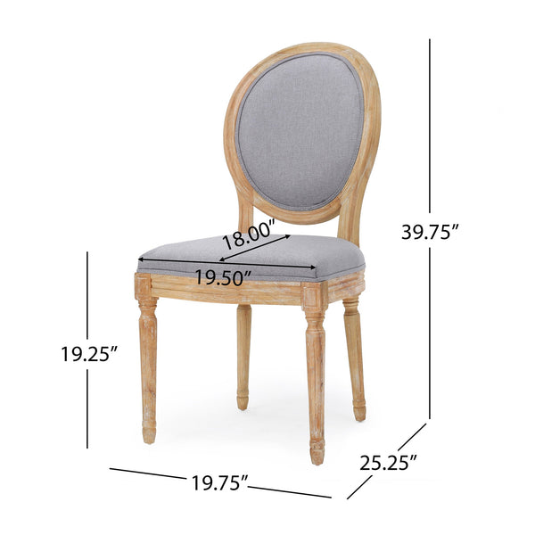 English Elm Kd French Country Rubberwood Dining Chairs Fluted Legs Padded Seat Set of 2 60352.00LGY