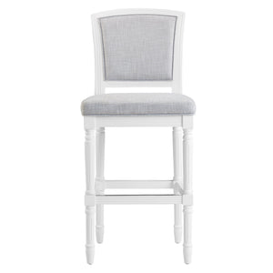 English Elm 31" Turned Leg Bar Stool Woven Polyester Seat and Back for Pub or Kitchen Use White B2751P436453