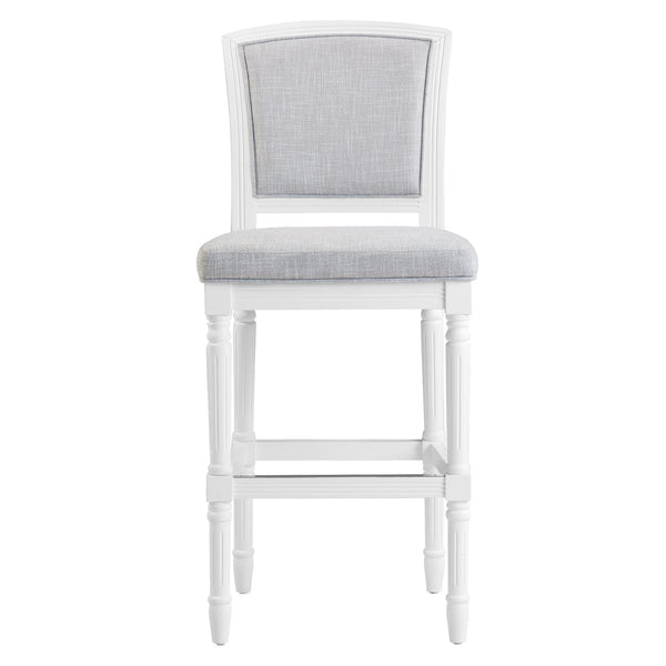 English Elm 31" Turned Leg Bar Stool Woven Polyester Seat and Back for Pub or Kitchen Use White B2751P436453