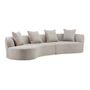 English Elm Christopher Knight Home® - 126" Curved Sectional Sofa In Almond Boucle - Modern Comfort For Stylish Living Spaces & Families N771P247830V_N771P247831V