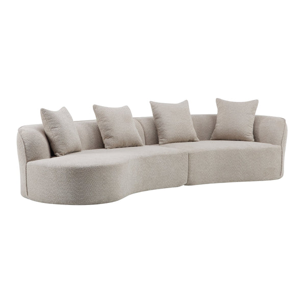 English Elm Christopher Knight Home® - 126" Curved Sectional Sofa In Almond Boucle - Modern Comfort For Stylish Living Spaces & Families N771P247830V_N771P247831V