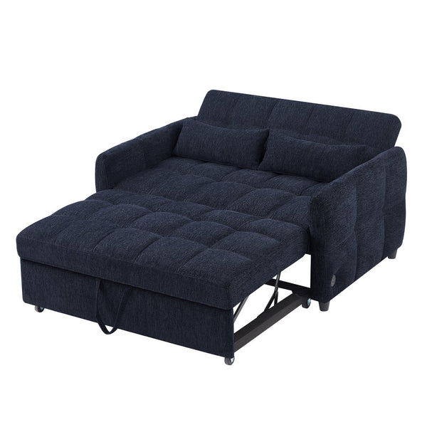 English Elm 52.8" Chenille Tufted Convertible Loveseat Sleeper with Usb Ports for Studio Spaces N719P230296C