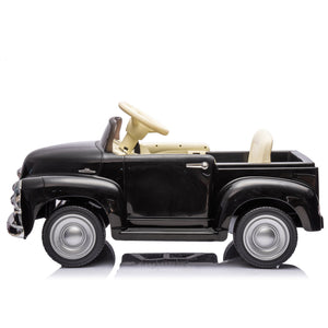 English Elm 12v Chevrolet 3100 Licensed Vintage Pickup Ride on Truck with Led Lights and Parent Remote Black W1578P214177