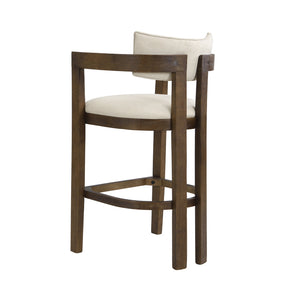 English Elm 30" Rubberwood Upholstered Barstools with Arms Mid-century Style for Kitchen Island Set of 2 Beige,Walnut N771P361772T