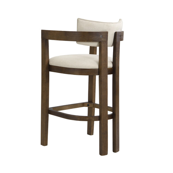 English Elm 30" Rubberwood Upholstered Barstools with Arms Mid-century Style for Kitchen Island Set of 2 Beige,Walnut N771P361772T
